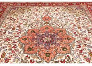 Tappeto Tabriz Medaglione Floreale Avorio Rosso 253x344 Cm