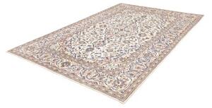 Tappeto Kashan Medaglione Floreale Avorio Blu Cobalto 195x293 Cm