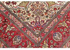 Tappeto Tabriz Medaglione Floreale Avorio Rosso 253x344 Cm