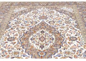Tappeto Kashan Medaglione Floreale Avorio Blu 200x290 Cm