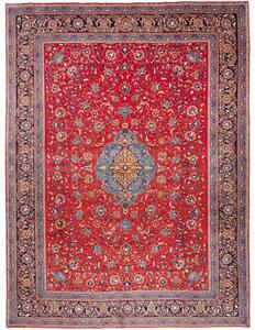 Tappeto Sarough Medaglione Floreale Rosso Blu 300x400 Cm