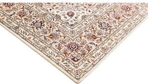 Tappeto Kashan Medaglione Floreale Avorio Blu 198x306 Cm
