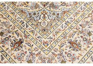 Tappeto Kashan Medaglione Floreale Avorio Blu 252x355 Cm