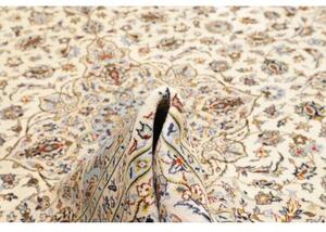 Tappeto Kashan Medaglione Floreale Avorio Blu 252x355 Cm