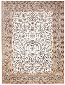 Tappeto Kashan Medaglione Floreale Avorio Blu 305x407 Cm