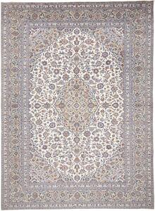Tappeto Kashan Medaglione Floreale Avorio Blu 297x402 Cm