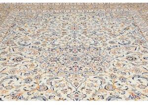 Tappeto Kashan Medaglione Floreale Avorio Blu 283x380 Cm
