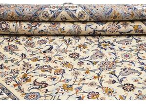 Tappeto Kashan Floreale Avorio Blu 232x353 Cm