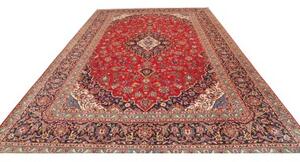 Tappeto Ardakan Medaglione Floreale Rosso Blu Scuro 276x407 Cm