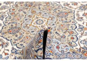 Tappeto Kashan Medaglione Floreale Avorio Blu 297x402 Cm
