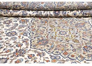 Tappeto Kashan Medaglione Floreale Avorio Blu 297x402 Cm