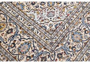 Tappeto Kashan Medaglione Floreale Avorio Blu 302x407 Cm