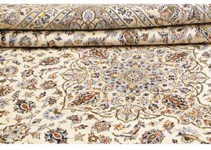 Tappeto Kashan Medaglione Floreale Avorio Blu 252x355 Cm