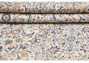 Tappeto Kashan Medaglione Floreale Avorio Blu 283x380 Cm