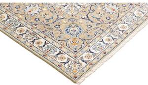 Tappeto Kashan Medaglione Floreale Avorio Blu 283x380 Cm