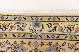 Tappeto Kashan Medaglione Floreale Avorio Blu 252x355 Cm