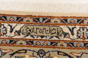 Tappeto Kashan Medaglione Floreale Avorio Blu 305x407 Cm