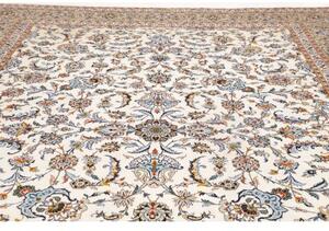 Tappeto Kashan Medaglione Floreale Avorio Blu 305x407 Cm