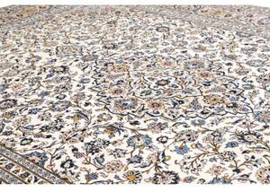 Tappeto Kashan Medaglione Floreale Avorio Blu 302x407 Cm