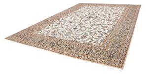 Tappeto Kashan Medaglione Floreale Avorio Blu 305x407 Cm