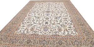Tappeto Kashan Medaglione Floreale Avorio Blu 305x407 Cm