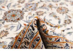 Tappeto Kashan Medaglione Floreale Avorio Blu 305x407 Cm