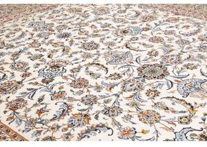 Tappeto Kashan Medaglione Floreale Avorio Blu 305x407 Cm