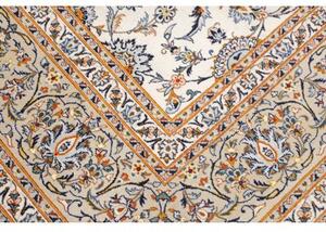 Tappeto Kashan Medaglione Floreale Avorio Blu 305x407 Cm