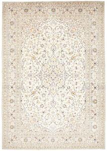 Tappeto Kashan Medaglione Floreale Avorio Blu 240x350 Cm