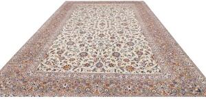 Tappeto Kashan Floreale Avorio Blu Scuro 296x426 Cm