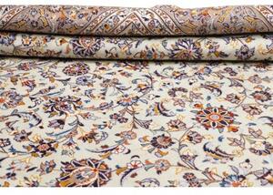 Tappeto Kashan Floreale Avorio Blu Scuro 296x426 Cm
