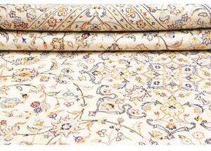 Tappeto Kashan Medaglione Floreale Avorio Blu 240x350 Cm