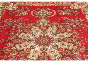 Tappeto Tabriz Medaglione Floreale Rosso Avorio 220x317 Cm