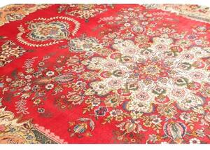 Tappeto Tabriz Medaglione Floreale Rosso Avorio 220x317 Cm