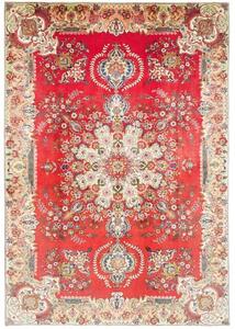 Tappeto Tabriz Medaglione Floreale Rosso Avorio 220x317 Cm