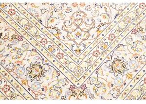 Tappeto Kashan Medaglione Floreale Avorio Blu 240x350 Cm