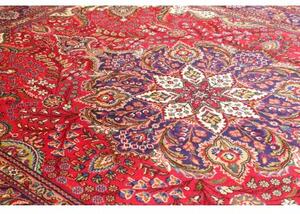 Tappeto Tabriz Medaglione Floreale Rosso Blu Scuro 248x350 Cm
