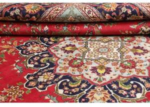 Tappeto Tabriz Medaglione Floreale Rosso Blu Scuro 257x348 Cm