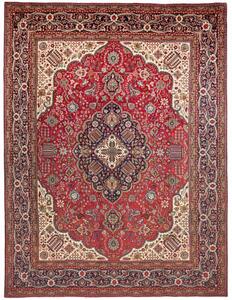 Tappeto Tabriz Medaglione Floreale Rosso Blu Scuro 300x400 Cm