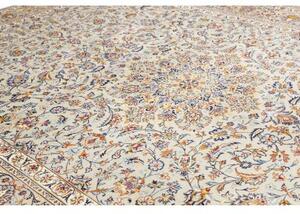Tappeto Kashan Medaglione Floreale Avorio Blu 292x405 Cm