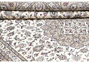 Tappeto Kashan Medaglione Floreale Avorio Tortora 250x365 Cm
