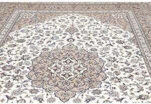 Tappeto Kashan Medaglione Floreale Avorio Tortora 250x365 Cm
