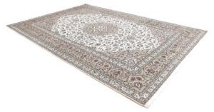 Tappeto Kashan Medaglione Floreale Avorio Tortora 250x365 Cm