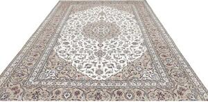 Tappeto Kashan Medaglione Floreale Avorio Tortora 250x365 Cm