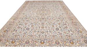 Tappeto Kashan Medaglione Floreale Avorio Blu 292x405 Cm