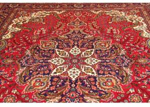 Tappeto Tabriz Medaglione Floreale Rosso Blu Scuro 248x350 Cm