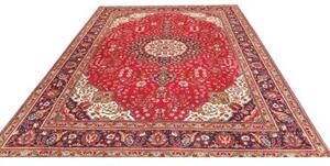 Tappeto Tabriz Medaglione Floreale Rosso Blu Scuro 230x328 Cm