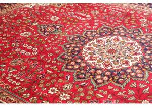 Tappeto Tabriz Medaglione Floreale Rosso Blu Scuro 230x328 Cm