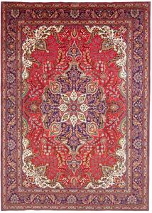Tappeto Tabriz Medaglione Floreale Rosso Blu Scuro 248x350 Cm