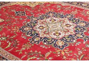 Tappeto Tabriz Medaglione Floreale Rosso Blu Scuro 257x348 Cm